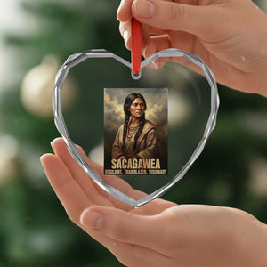 Sacagawea Native American Woman Heart Crystal Glass Ornament Resilient Trailblazer Visionary