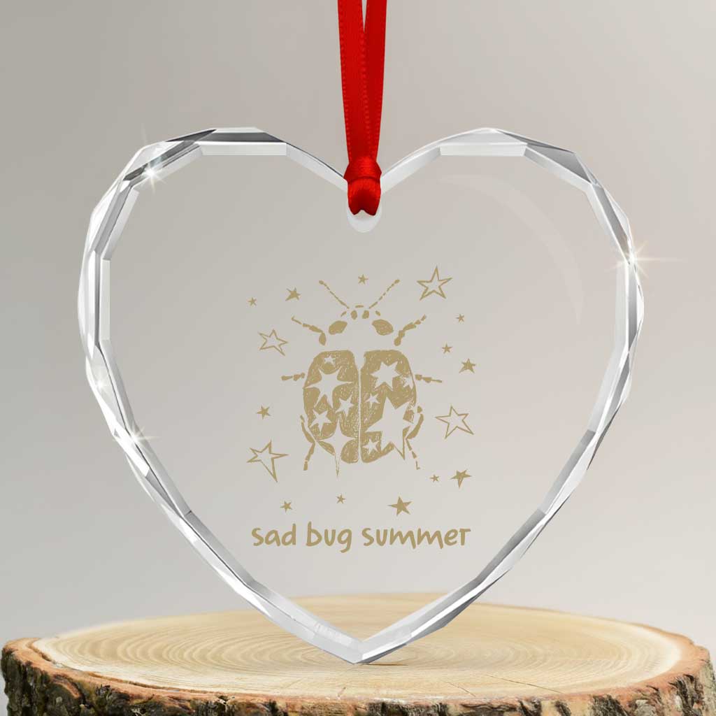 Sad Bug Summer Y2k Ladybug Grunge 2000s Vintage Heart Crystal Glass Ornament Folk Music Bugs Lover TS11 Transparent Glass 3'' Heart Print Your Wear