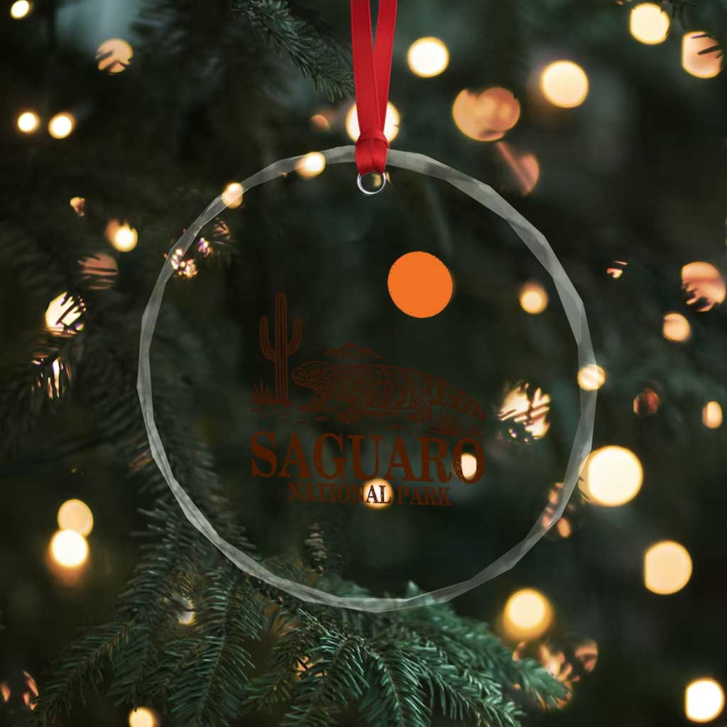Saguaro National Park Gila Monster Hiking Arizona Crystal Glass Ornament Desert Cactus Sunset Southwest Nature Tucson Souvenir Gift