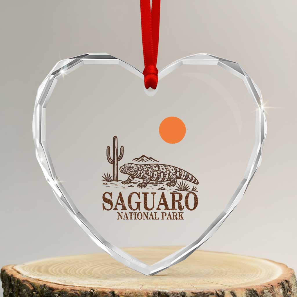 Saguaro National Park Gila Monster Hiking Arizona Heart Crystal Glass Ornament Desert Cactus Sunset Southwest Nature Tucson Souvenir Gift TS14 Transparent Glass 3'' Heart Print Your Wear