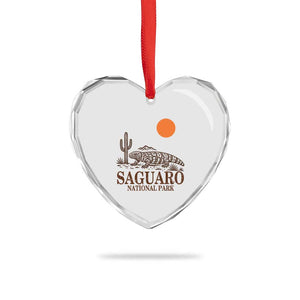 Saguaro National Park Gila Monster Hiking Arizona Heart Crystal Glass Ornament Desert Cactus Sunset Southwest Nature Tucson Souvenir Gift