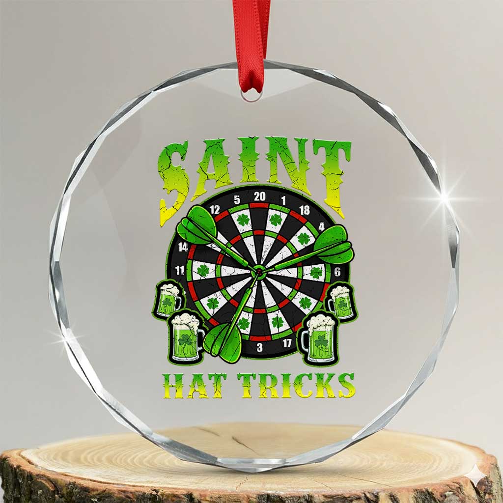 Saint Hat Tricks St Patricks Day Crystal Glass Ornament Darts Player Gift TS12 Transparent Glass 3'' Circle Print Your Wear