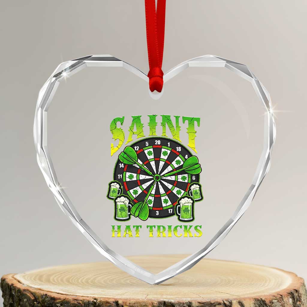 Saint Hat Tricks St Patricks Day Heart Crystal Glass Ornament Darts Player Gift TS12 Transparent Glass 3'' Heart Print Your Wear
