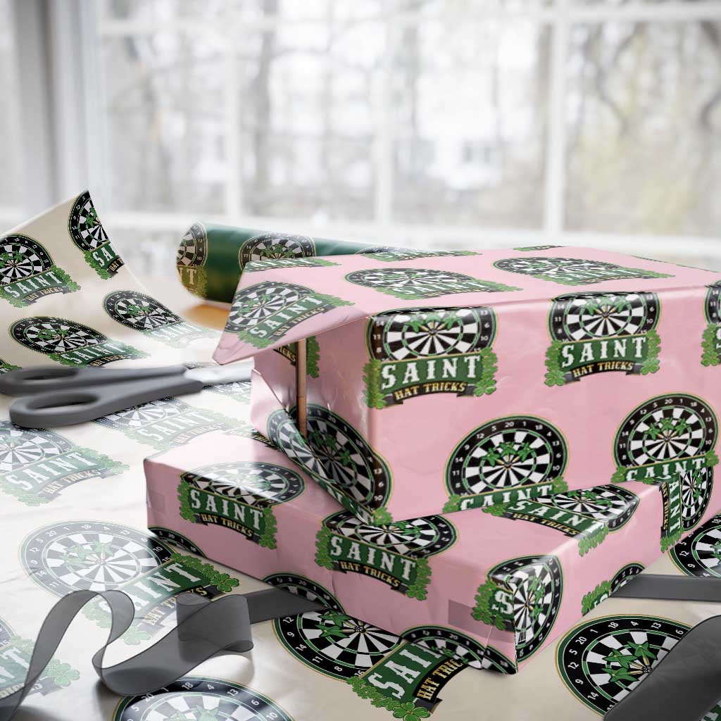 Saint Hat Tricks Wrapping Paper Roll St Patricks Day Dart Thrower Gift TS12 Light Pink Print Your Wear