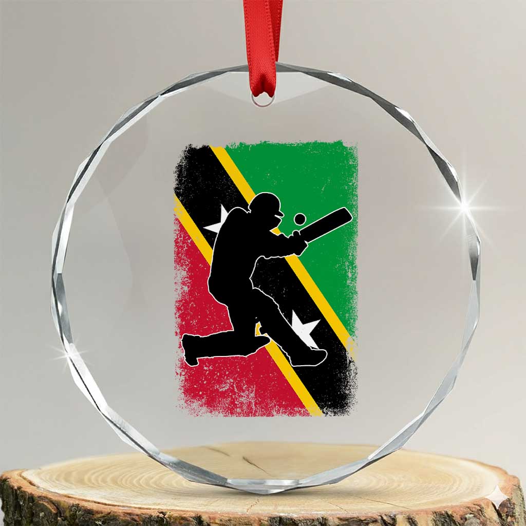 Saint Kitts and Nevis Cricket Crystal Glass Ornament Retro Vintage Sport Kittitian Flag West Indies Cricket Fan TS10 Transparent Glass 3'' Circle Print Your Wear