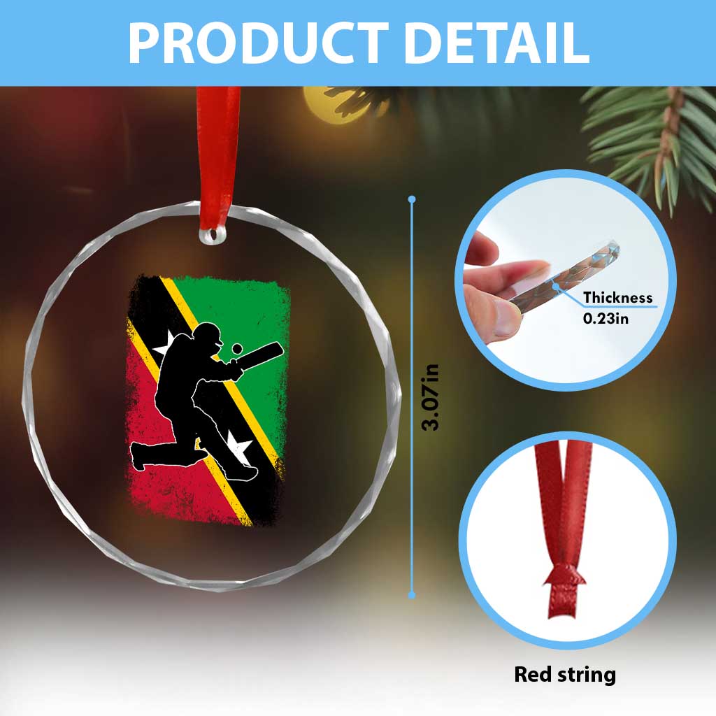 Saint Kitts and Nevis Cricket Crystal Glass Ornament Retro Vintage Sport Kittitian Flag West Indies Cricket Fan TS10 Print Your Wear