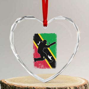 Saint Kitts and Nevis Cricket Heart Crystal Glass Ornament Retro Vintage Sport Kittitian Flag West Indies Cricket Fan TS10 Transparent Glass 3'' Heart Print Your Wear