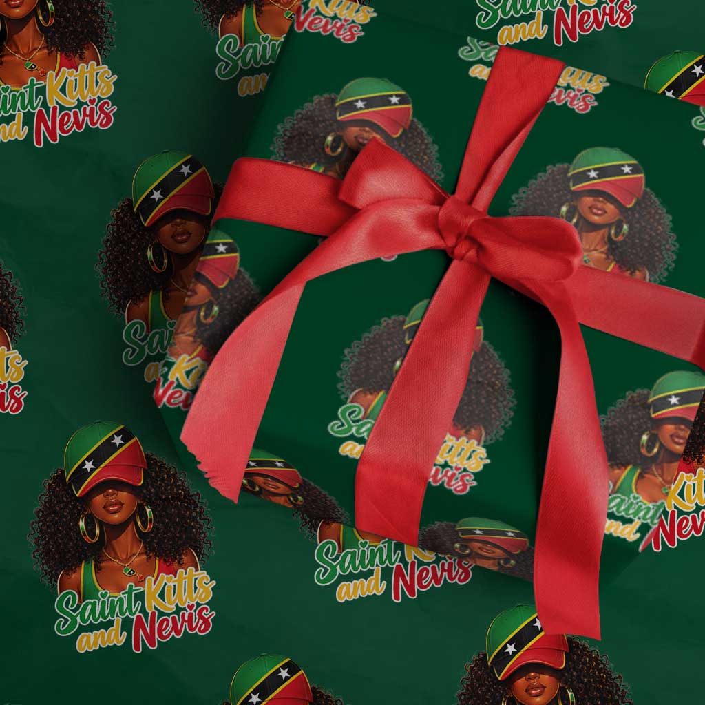 Saint Kitts and Nevis Princess Wrapping Paper Roll Melanin Afro Girl Heritage Gift for Black Girls TS10 Green Print Your Wear