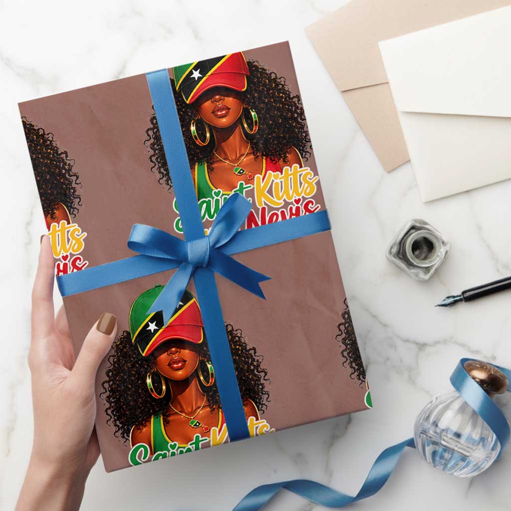 Saint Kitts and Nevis Princess Wrapping Paper Roll Melanin Afro Girl Heritage Gift for Black Girls TS10 Mocha Print Your Wear