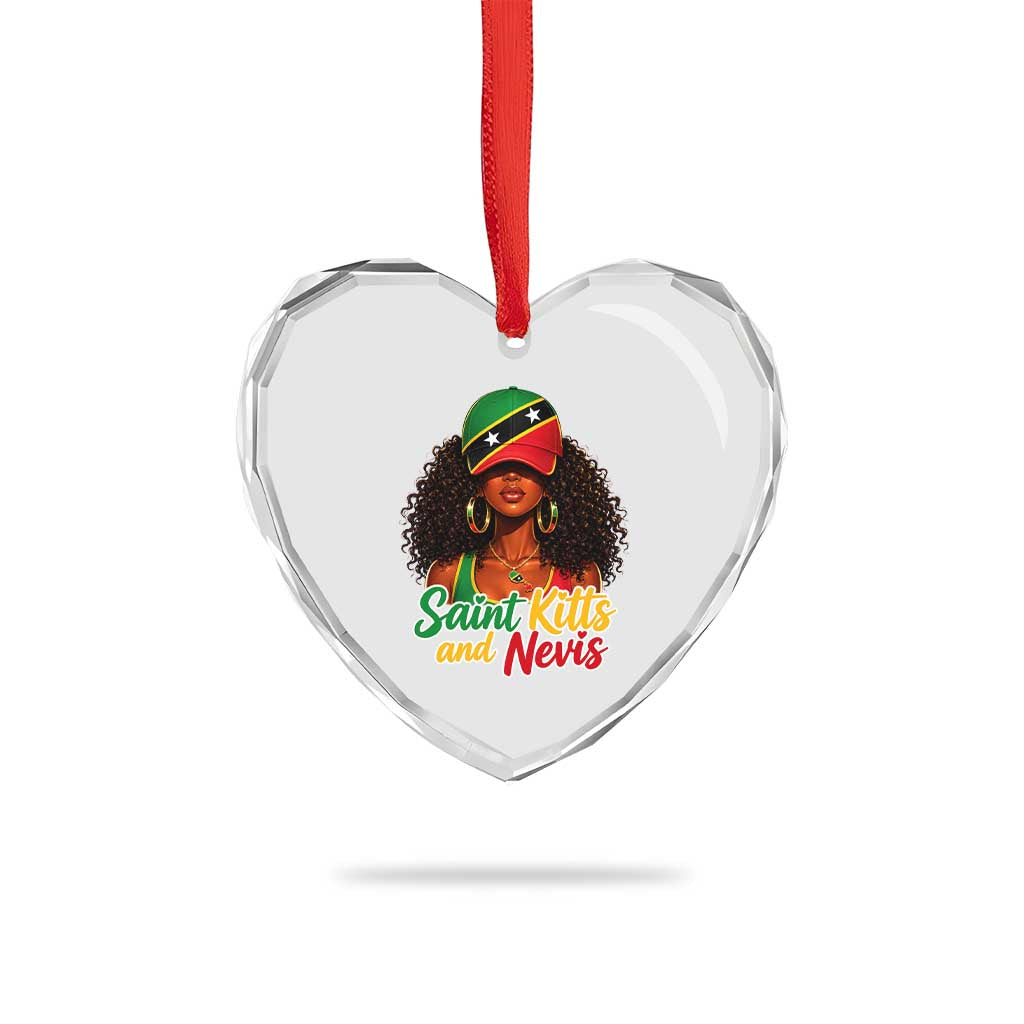 Saint Kitts and Nevis Princess Heart Crystal Glass Ornament Melanin Afro Girl Heritage Gift for Black Girls TS10 Print Your Wear