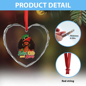 Saint Kitts and Nevis Princess Heart Crystal Glass Ornament Melanin Afro Girl Heritage Gift for Black Girls TS10 Print Your Wear