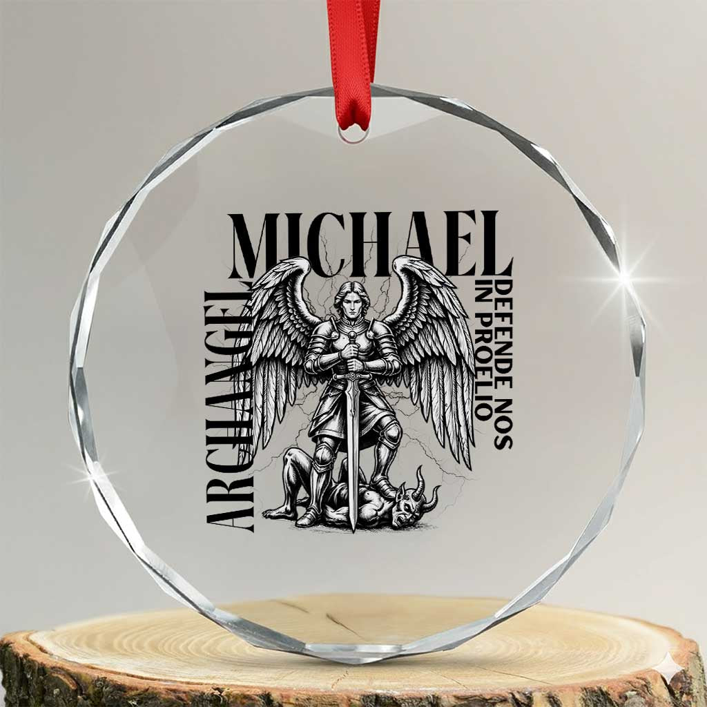 Saint Michael Archangel Defende Nos In Proelio Crystal Glass Ornament Christian Faith Gift TS12 Transparent Glass 3'' Circle Print Your Wear