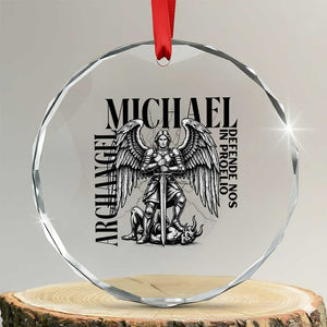 Saint Michael Archangel Defende Nos In Proelio Crystal Glass Ornament Christian Faith Gift TS12 Transparent Glass 3'' Circle Print Your Wear
