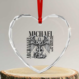 Saint Michael Archangel Defende Nos In Proelio Heart Crystal Glass Ornament Christian Faith Gift TS12 Transparent Glass 3'' Heart Print Your Wear