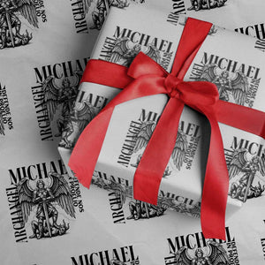 Saint Michael Archangel Defende Nos In Proelio Wrapping Paper Roll Christian Faith Gift TS12 White Print Your Wear