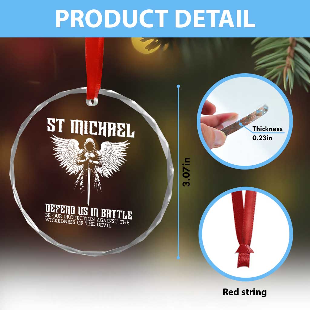 Saint Michael Defend Us In Battle Crystal Glass Ornament Christian Faith Gift TS12 Print Your Wear