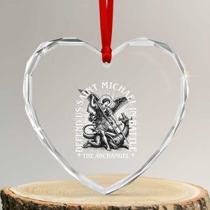 Saint Michael Defend Us In Battle Heart Crystal Glass Ornament Catholic Protection Gift TS12 Transparent Glass 3'' Heart Print Your Wear