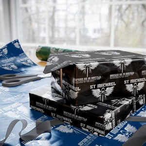 Saint Michael Defend Us In Battle Wrapping Paper Roll Christian Faith Gift TS12 Black Print Your Wear