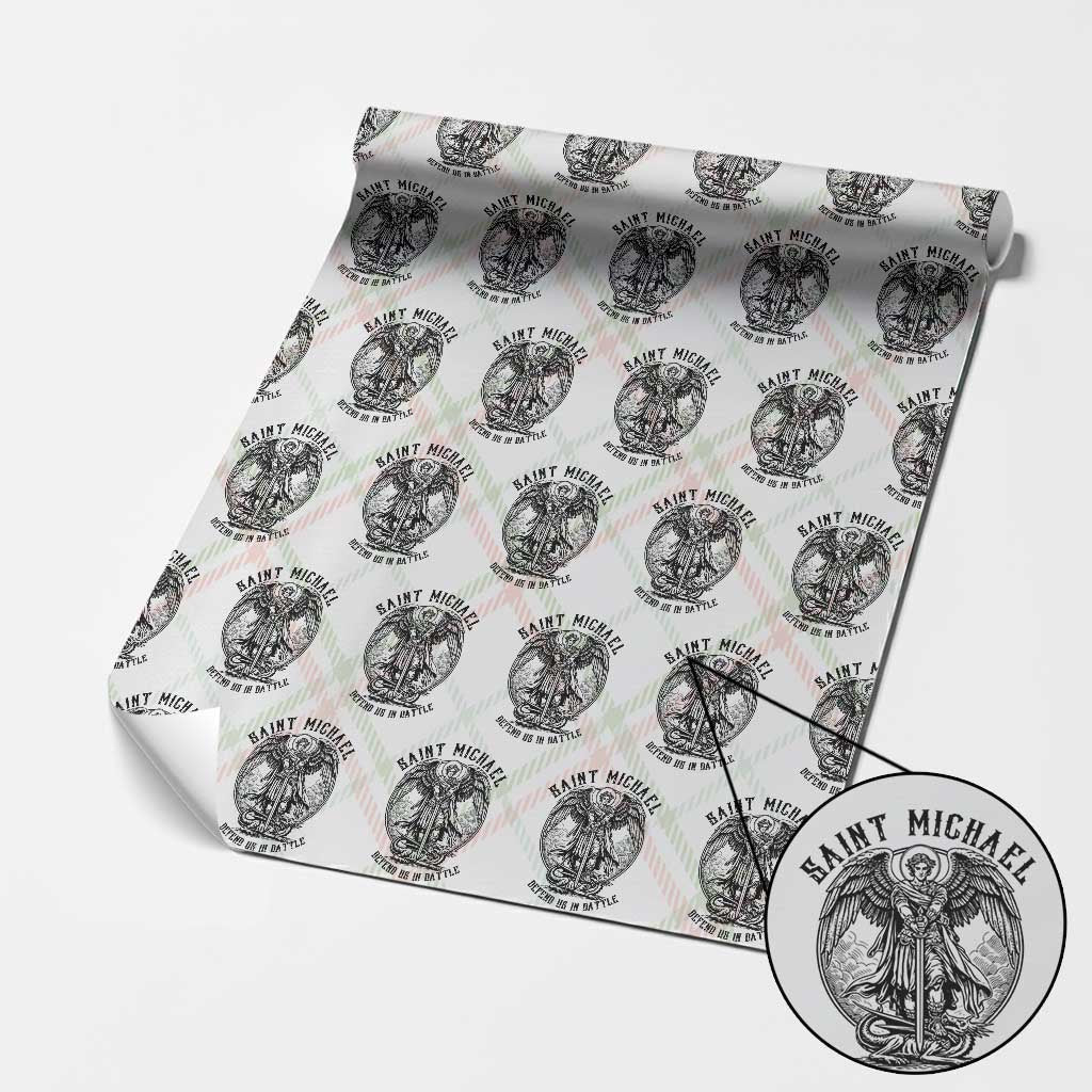 Saint Michael Heavenly Warrior Wrapping Paper Roll Defend Us In Battle TS12 Christmas Plaid Print Your Wear