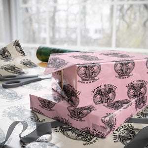 Saint Michael Heavenly Warrior Wrapping Paper Roll Defend Us In Battle TS12 Light Pink Print Your Wear