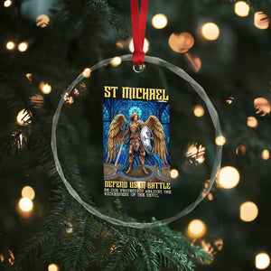 Saint Michael Prayer Defend Us In Battle Crystal Glass Ornament Religious Gift TS12 Print Your Wear