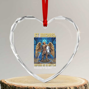 Saint Michael Prayer Defend Us In Battle Heart Crystal Glass Ornament Religious Gift TS12 Transparent Glass 3'' Heart Print Your Wear