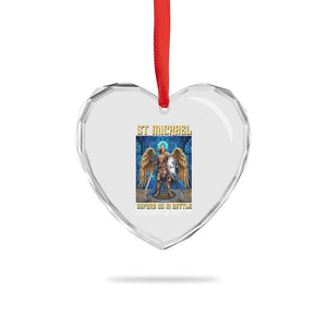 Saint Michael Prayer Defend Us In Battle Heart Crystal Glass Ornament Religious Gift TS12 Print Your Wear