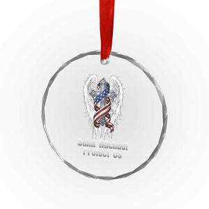 Saint Michael Protect Us American Christian Heritage Crystal Glass Ornament Catholic Faith Gift