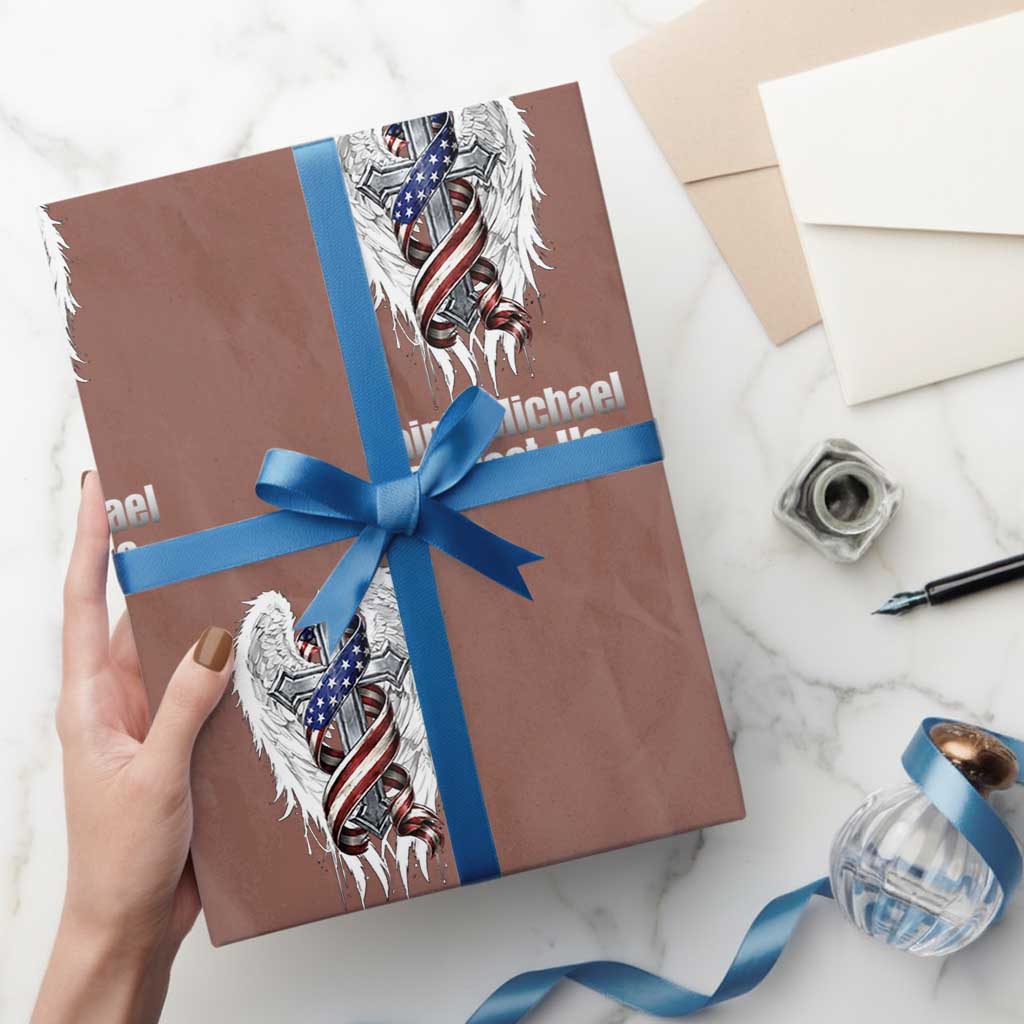 Saint Michael Protect Us American Christian Heritage Wrapping Paper Roll Catholic Faith Gift