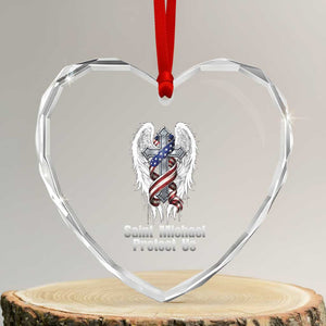 Saint Michael Protect Us American Christian Heritage Heart Crystal Glass Ornament Catholic Faith Gift