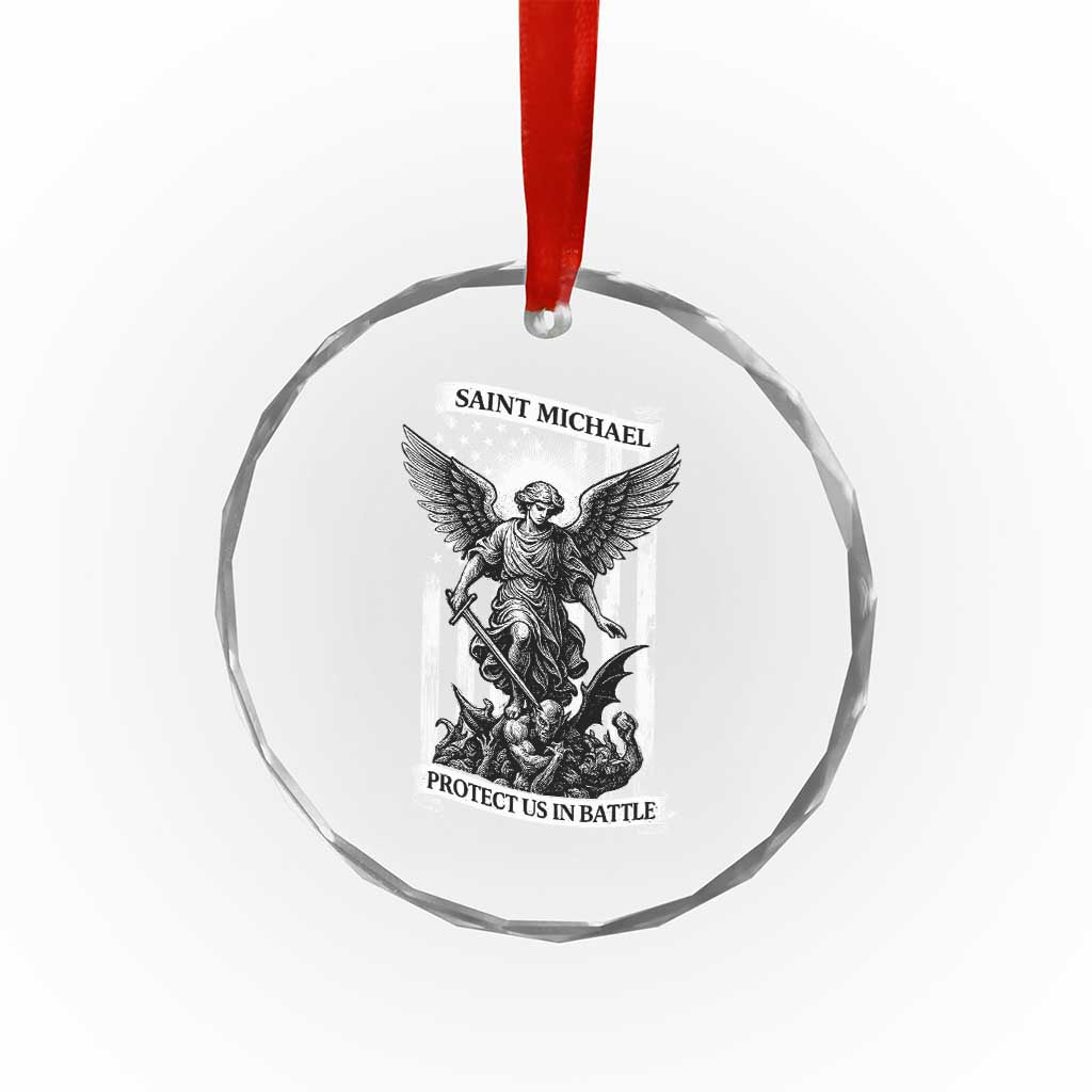 Saint Michael Protect Us In Battle Crystal Glass Ornament American Flag Catholic Christian Faith TS11 Print Your Wear