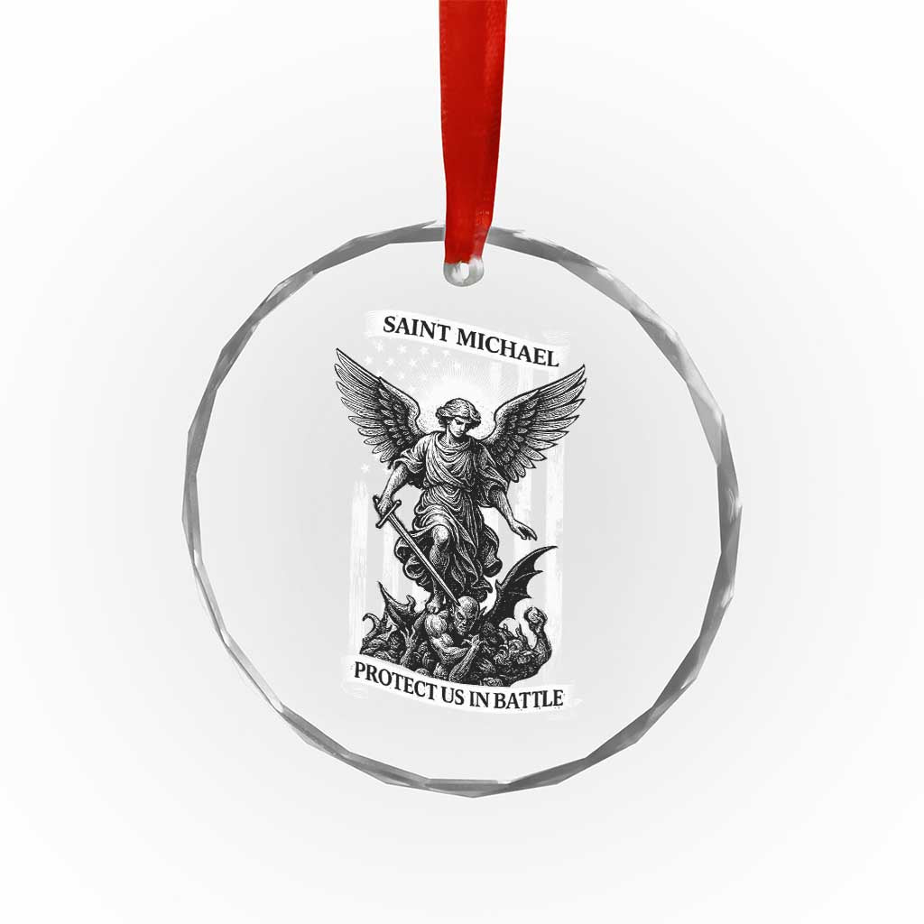 Saint Michael Protect Us In Battle Crystal Glass Ornament American Flag Catholic Christian Faith TS11 Print Your Wear