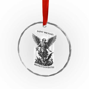 Saint Michael Protect Us In Battle Crystal Glass Ornament American Flag Catholic Christian Faith TS11 Print Your Wear