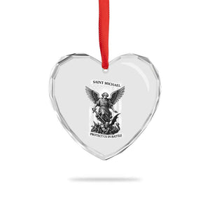 Saint Michael Protect Us In Battle Heart Crystal Glass Ornament American Flag Catholic Christian Faith TS11 Print Your Wear
