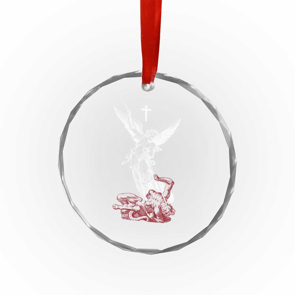 Saint Michael The Archangel Defeating Satan Crystal Glass Ornament TS10 Print Your Wear