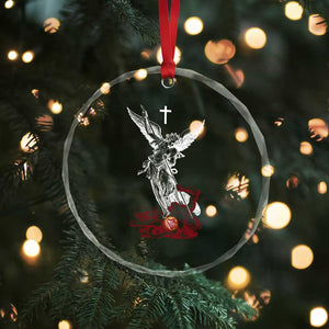 Saint Michael The Archangel Defeating Satan Crystal Glass Ornament TS10 Print Your Wear