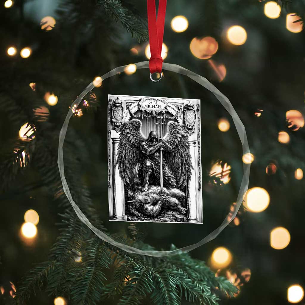 Saint Michael The Archangel Defeating Satan Crystal Glass Ornament Christian Faith Gift TS12 Print Your Wear