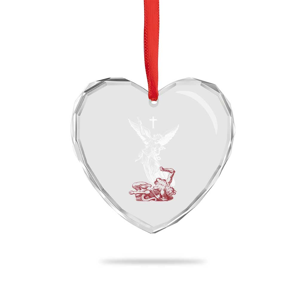 Saint Michael The Archangel Defeating Satan Heart Crystal Glass Ornament TS10 Print Your Wear
