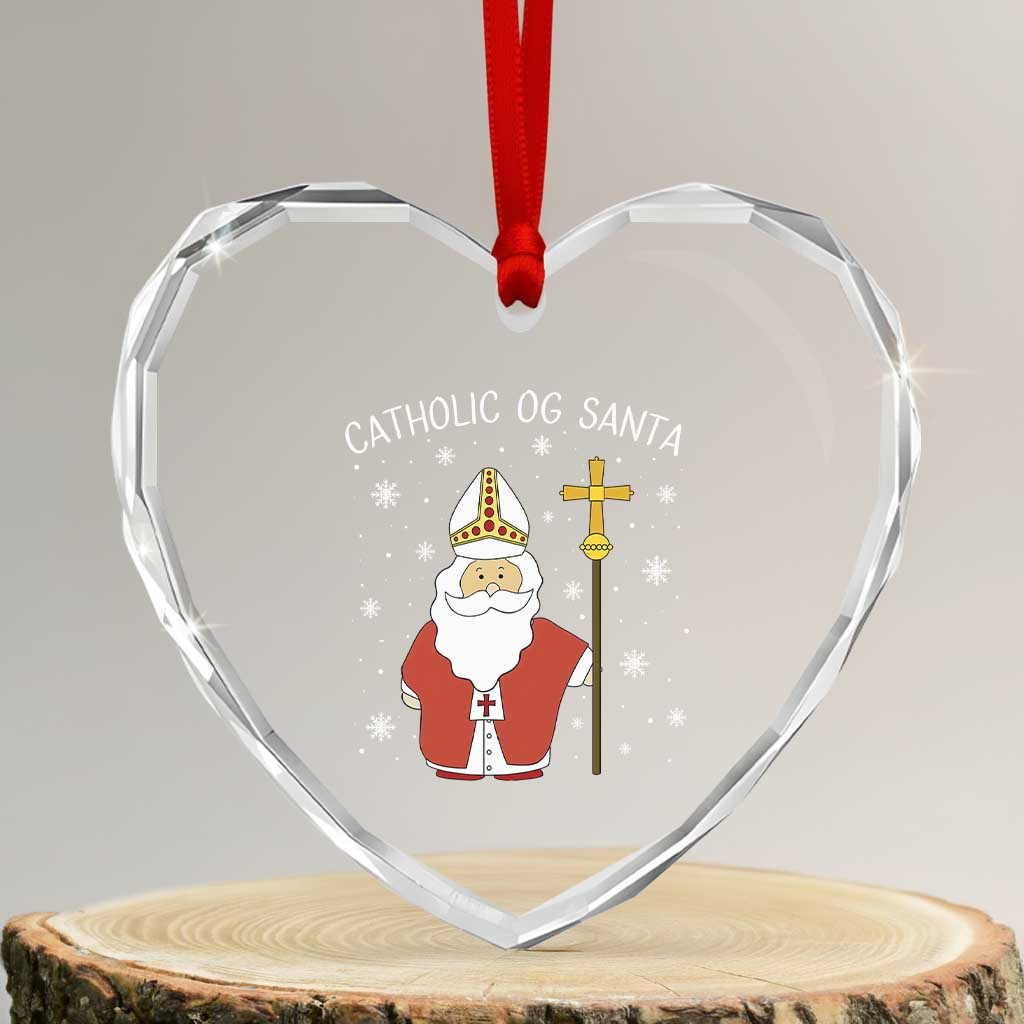Saint Nicholas Catholic Christmas Heart Crystal Glass Ornament TS14 Transparent Glass 3'' Heart Print Your Wear