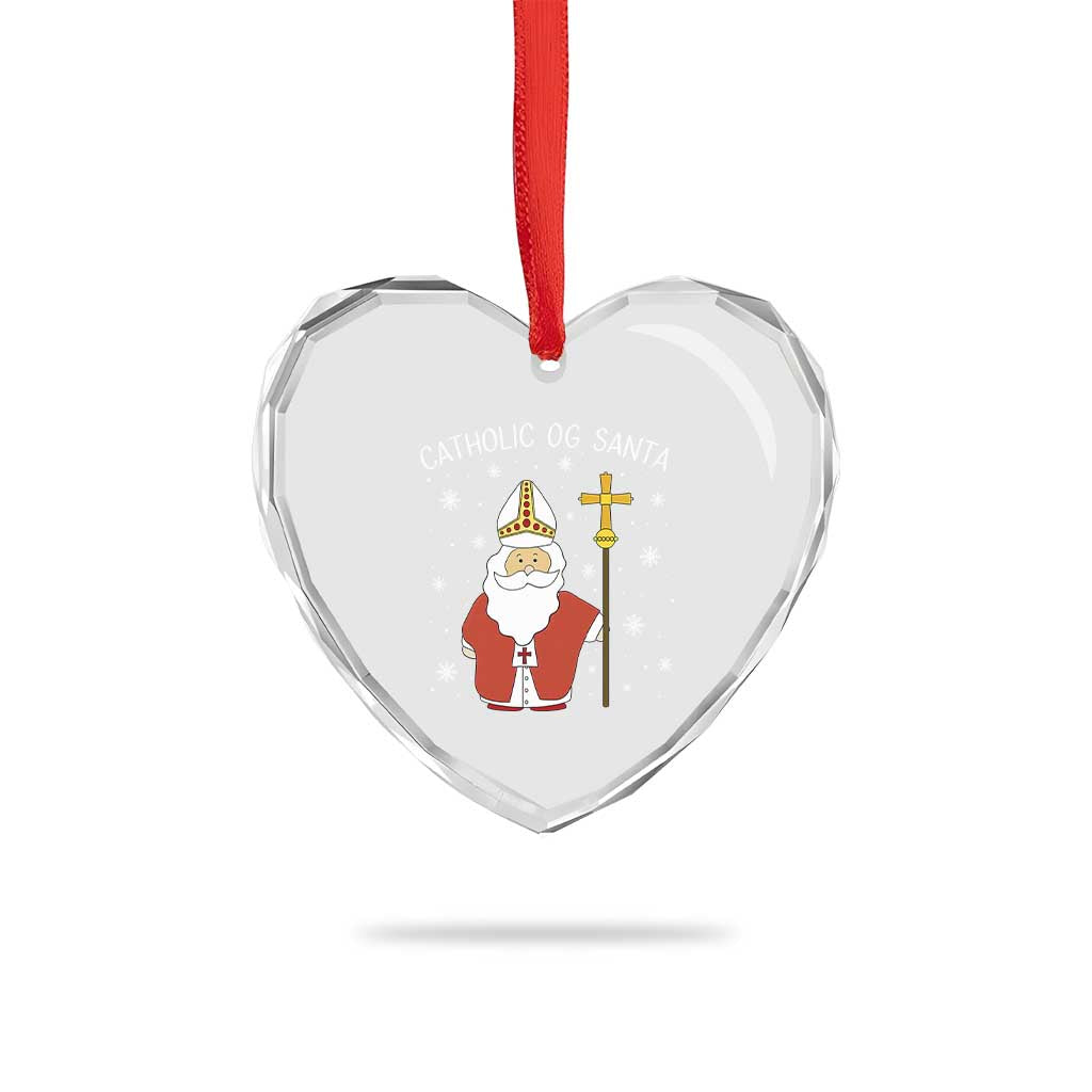 Saint Nicholas Catholic Christmas Heart Crystal Glass Ornament TS14 Print Your Wear