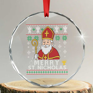 Saint Nicholas Santa Claus Christmas Crystal Glass Ornament TS14 Transparent Glass 3'' Circle Print Your Wear