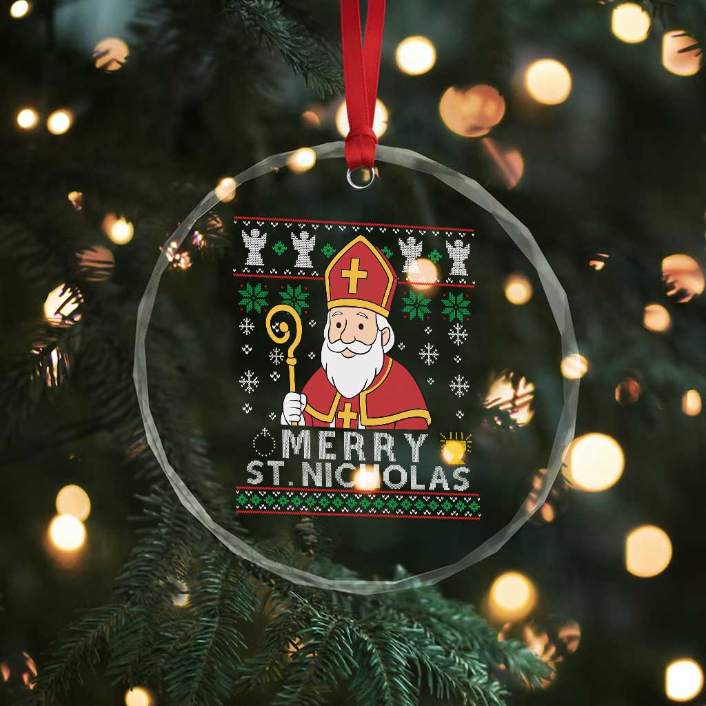 Saint Nicholas Santa Claus Christmas Crystal Glass Ornament TS14 Print Your Wear