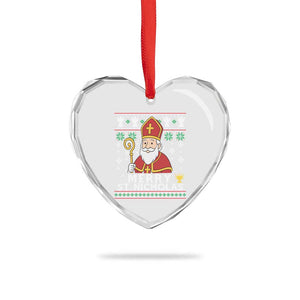 Saint Nicholas Santa Claus Christmas Heart Crystal Glass Ornament TS14 Print Your Wear