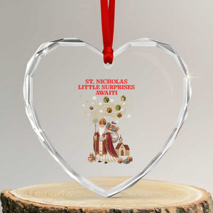 Saint Nicholas Santa Claus Christmas Heart Crystal Glass Ornament Little Surprises Awaiti TS14 Transparent Glass 3'' Heart Print Your Wear