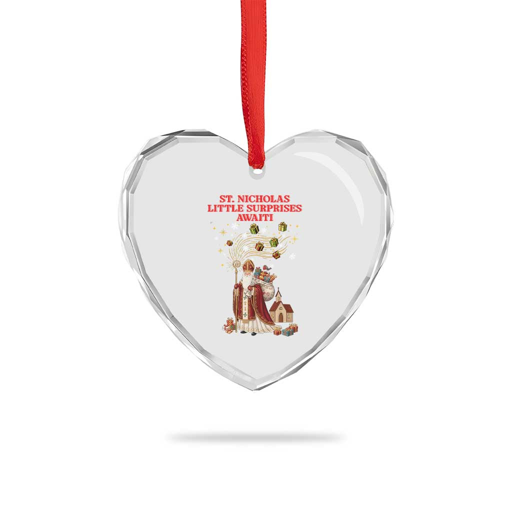 Saint Nicholas Santa Claus Christmas Heart Crystal Glass Ornament Little Surprises Awaiti TS14 Print Your Wear