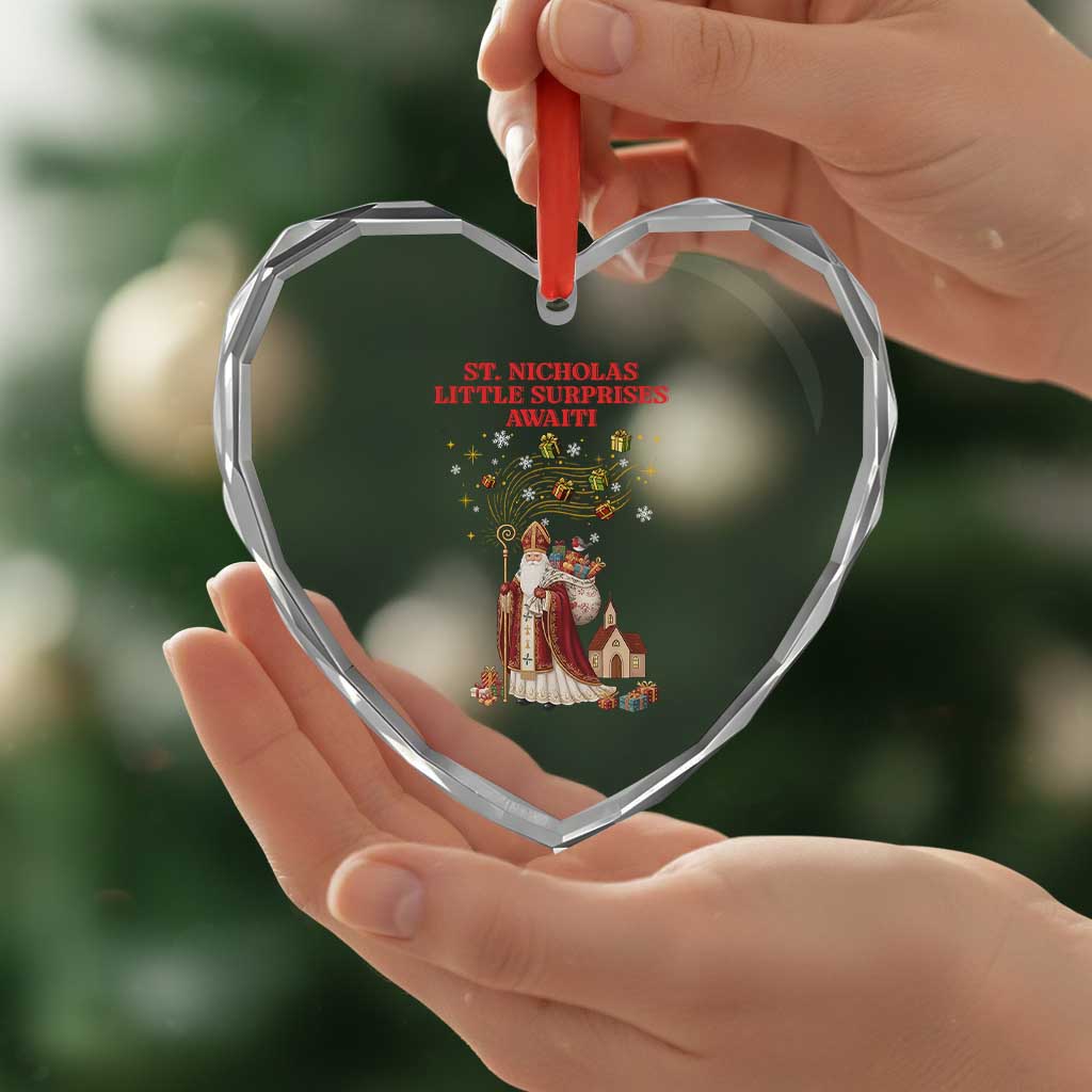 Saint Nicholas Santa Claus Christmas Heart Crystal Glass Ornament Little Surprises Awaiti TS14 Print Your Wear