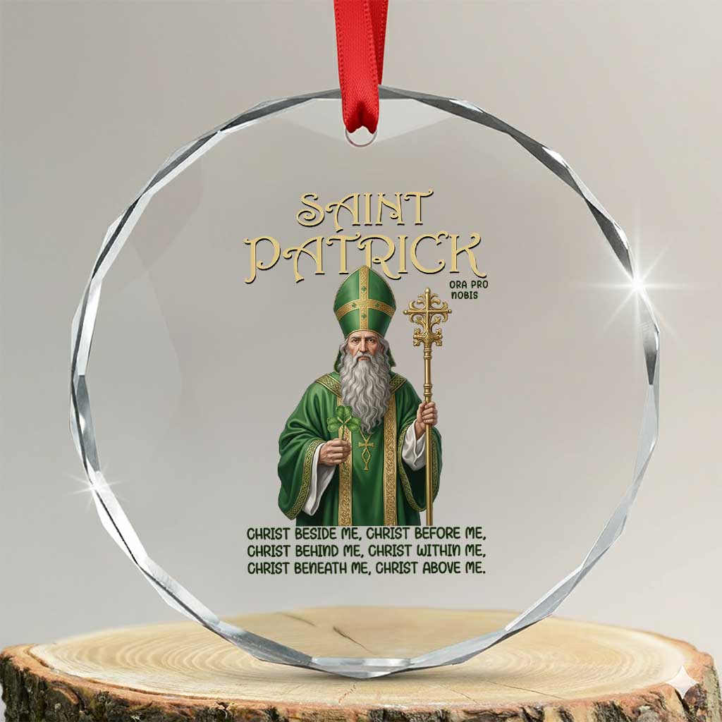 Saint Patrick Ora Pro Nobis Crystal Glass Ornament Irish Christian Prayer TS12 Transparent Glass 3'' Circle Print Your Wear
