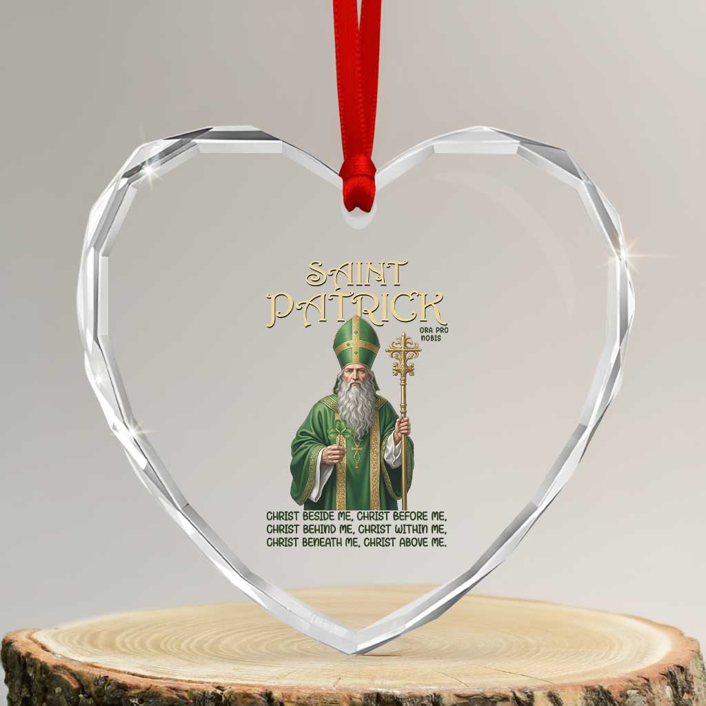 Saint Patrick Ora Pro Nobis Heart Crystal Glass Ornament Irish Christian Prayer TS12 Transparent Glass 3'' Heart Print Your Wear