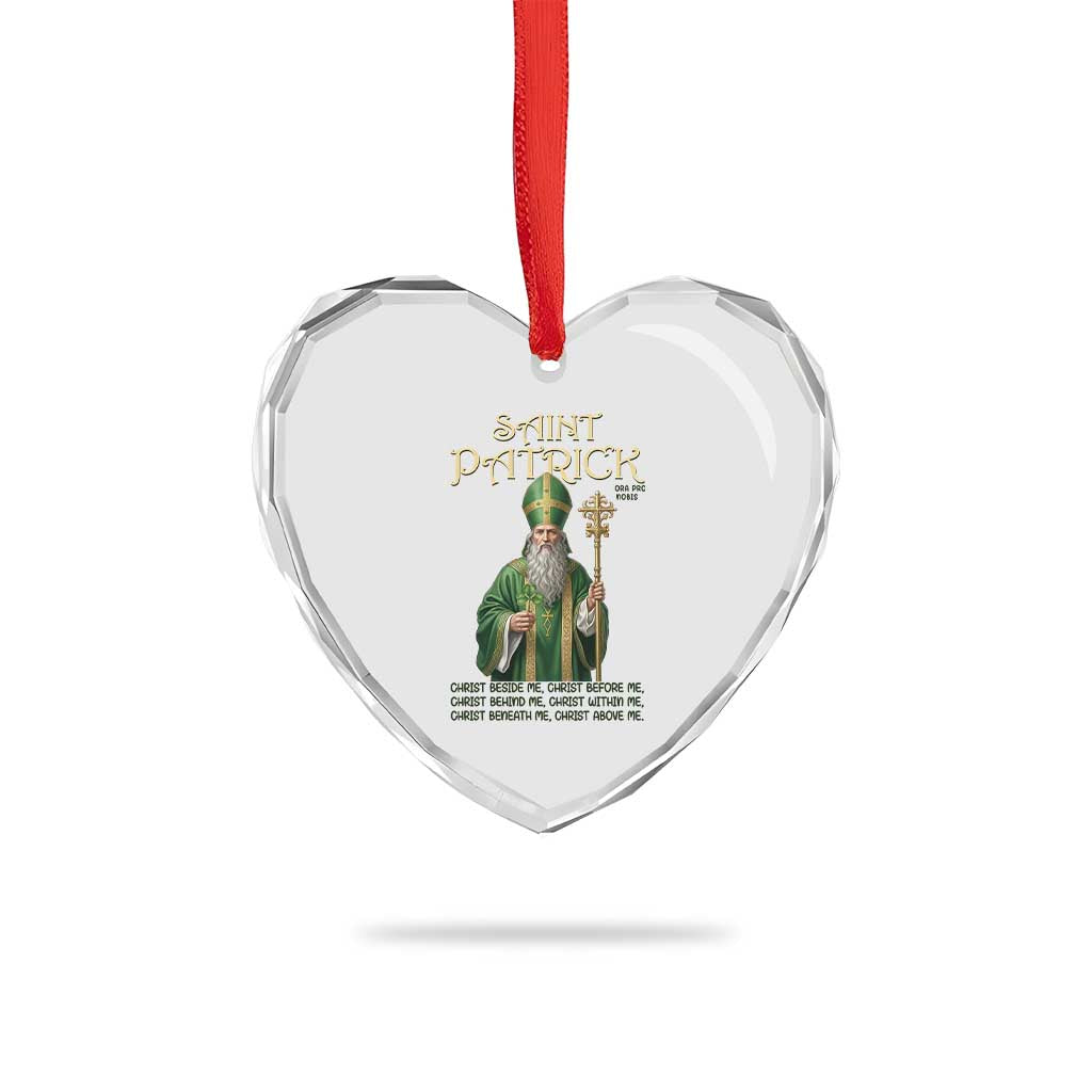 Saint Patrick Ora Pro Nobis Heart Crystal Glass Ornament Irish Christian Prayer TS12 Print Your Wear