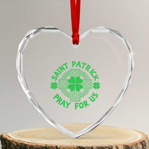 Saint Patrick Pray For Us Heart Crystal Glass Ornament St Patricks Day Celtic Cross TS12 Transparent Glass 3'' Heart Print Your Wear